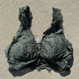 Aerie Dark Green Eyelash Lace Bralette